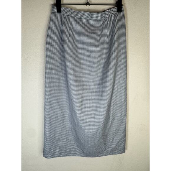 Vintage Michel T Skirt Fits M Black White Houndstooth Wool Blend‎ Pencil Preppy - Picture 2 of 8